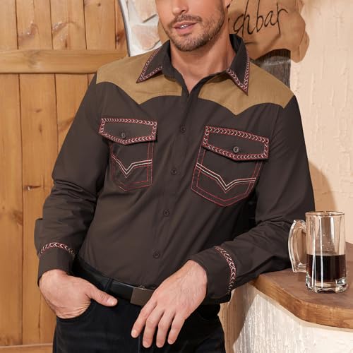 American Trends Mens Western Shirts Long Sleeve Cowboy Shirts for Men Casual Button Down Shirts Country Shirt3