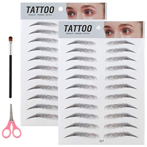 2 Sheets 4D Hair-Like Authentic Eyebrows, Waterproof Imitation Ecological Natural Tattoo Eyebrow Stickers, Grooming Shaping Brow Shaper Makeup Eyebrow Transfer (H17)
