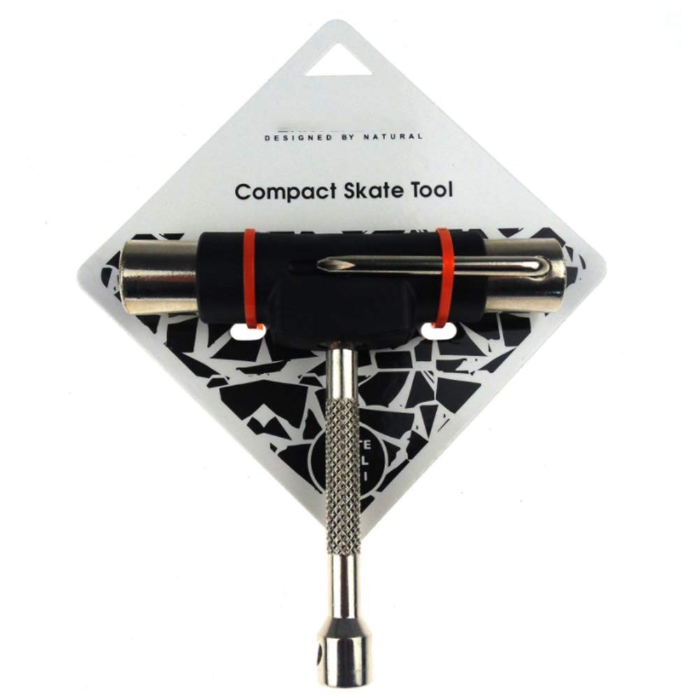 WJH9 Skate Tools Bearing, Folding All-In-One Multifunctional Portable Tool for Skateboards Longboards Mini And Cruisers T-Tool Skate Tools Set Skateboard,Silver