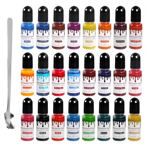 Pigmentos de color para polvo de fundición, 10 ml x 24 colores, juego de pintura para polvo de fundición, pigmentos de color para hormigón, modelismo, polvo fácilmente soluble, proyectos creativos