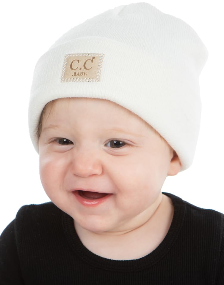 Image of Funky Junque Adorable Newborn Baby Smiley Face Beanie - Soft Knit Winter Hat with Premium Suede Patch