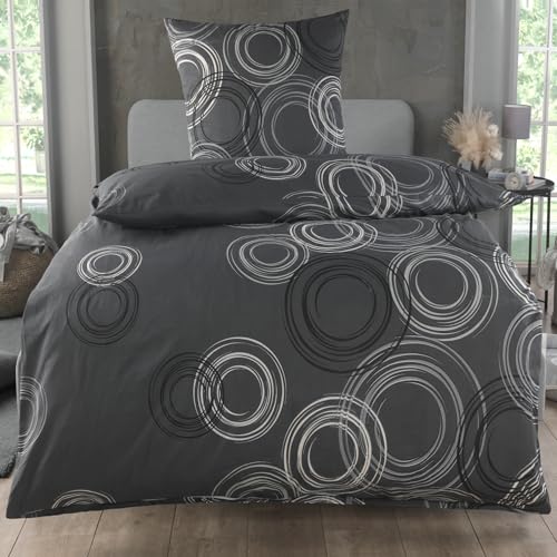 MALIKA Bettwäsche 155x220 Baumwolle Sets, Kreismuster Bettbezug 155 x 220 cm, Kissenbezug 80x80 cm, Renforcé, Oeko-TEX Bettwäsche mit Reißverschluss MALIKA Bettwäsche 155x220 Baumwolle Sets, Kreismuster Bettbezug 155 x 220 cm, Kissenbezug 80x80 cm, Renforcé, Oeko-TEX Bettwäsche mit Reißverschluss