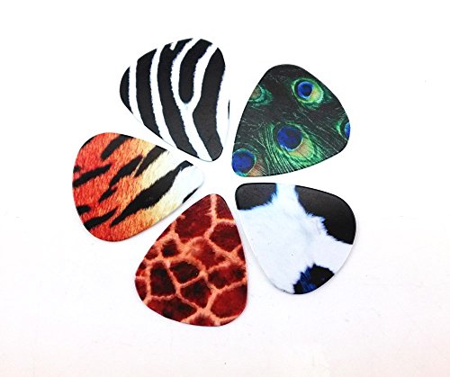 Honbay 5pcs Colorful Animal Fur Pattern Picks for Guitar, Ukulele, Bass
