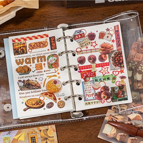 Image of 30 Sheets Japanese Aesthetic Sticker Book with Hard Matte Cover, Dreamcore Ocean Theme Foil & Texture Stickers for Journaling, Scrapbooking & Planner Decoration
