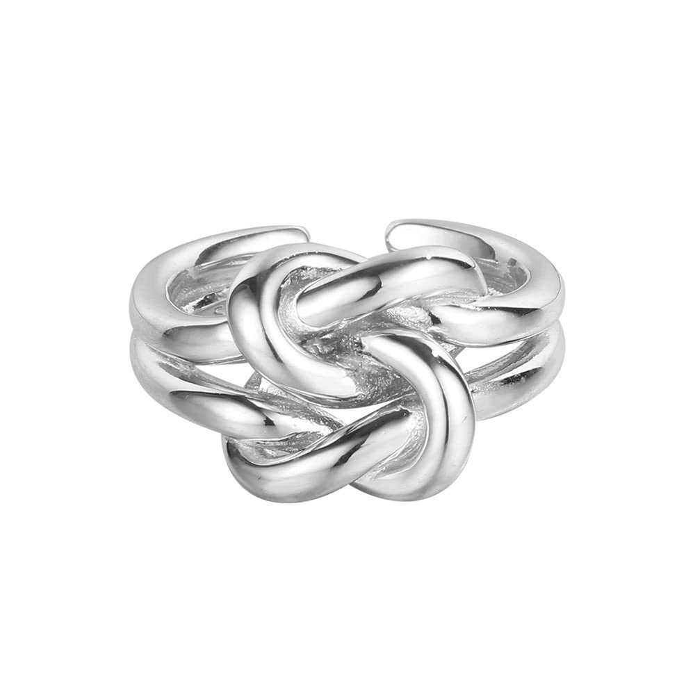 Anello In Argento Sterling 925,Anelli Regolabili Per Le Donne Multistrato Cravatta Un Nodo Argento Sterling 925 L'Anello Dito Indice Goth Anelli Eternity Fedi Nuziali Anelli Di Promessa Per Ragazze