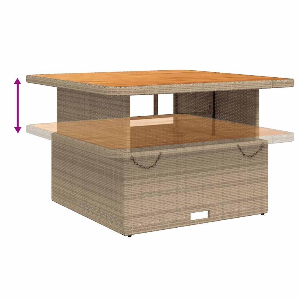 Tavolo da Giardino Beige 110x110x71cm Polyrattan Legno Acacia vidaXL