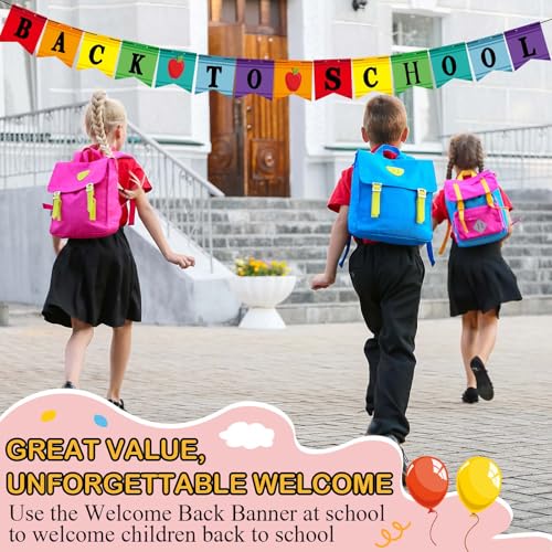 Image of Mooliwe Classroom Decor DIY Banner, Welcome Back to School Party Supply Custom Hanging Bunting Garland Kit with Letters for First Day of School Ambience Celebration Decoration(Colorful,Brush)