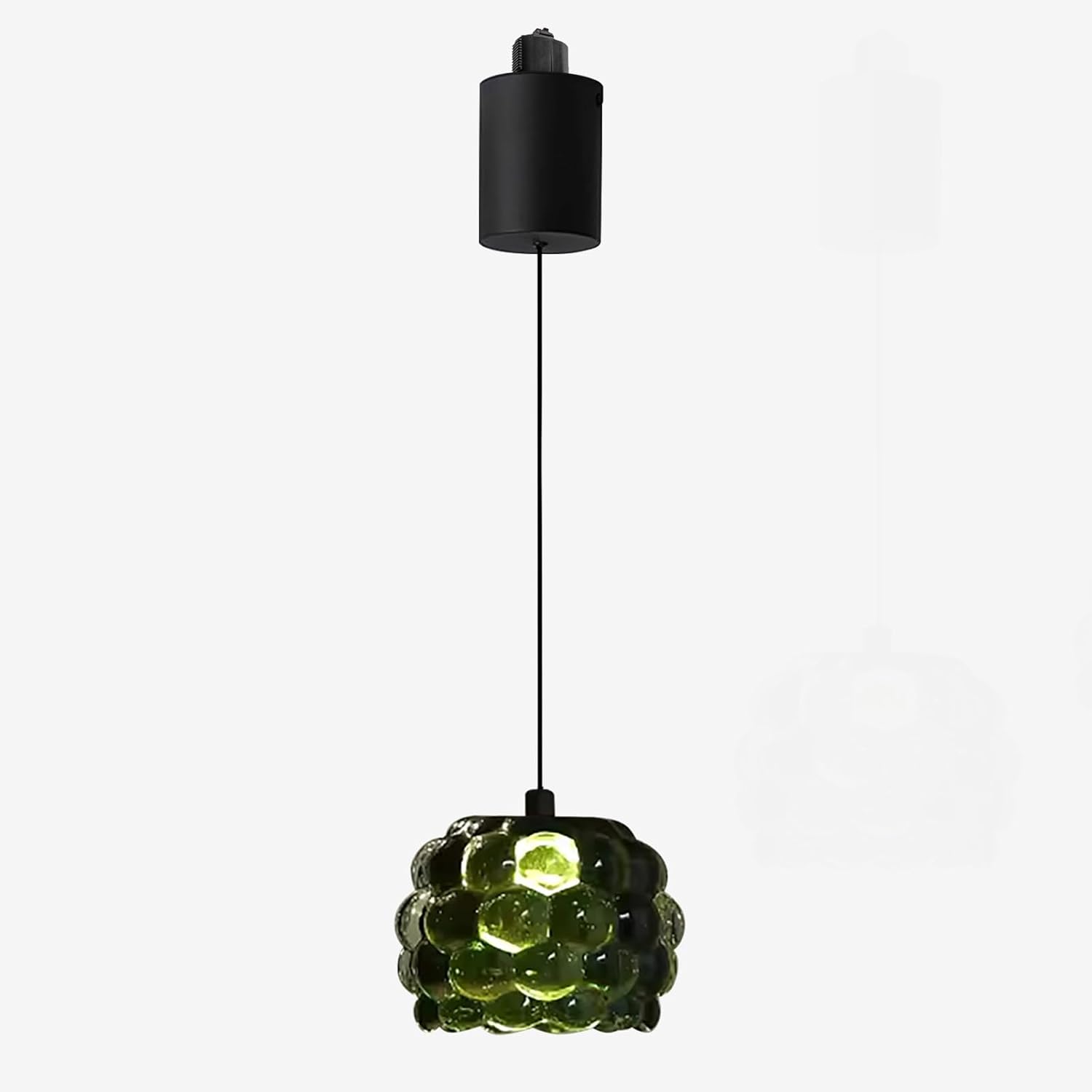 Kiven J-Type Track Lighting Pendants,Modern J Track Pendant Lights with Green Grape Lampshade,Decorative Track Lighting Fixture Adjustable Height for Kitchen Hallway Restaurant Shop(1-Light)