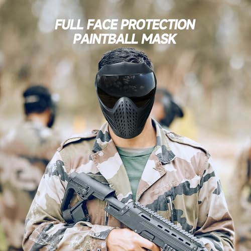 Image of Xaegistac Paintball Mask-Intergrated Sun Visor Airsoft Mask | Airsoft Mask with Wide Field of View, Anti Fog, Adjustable Headband for Paintball, Airsoft
