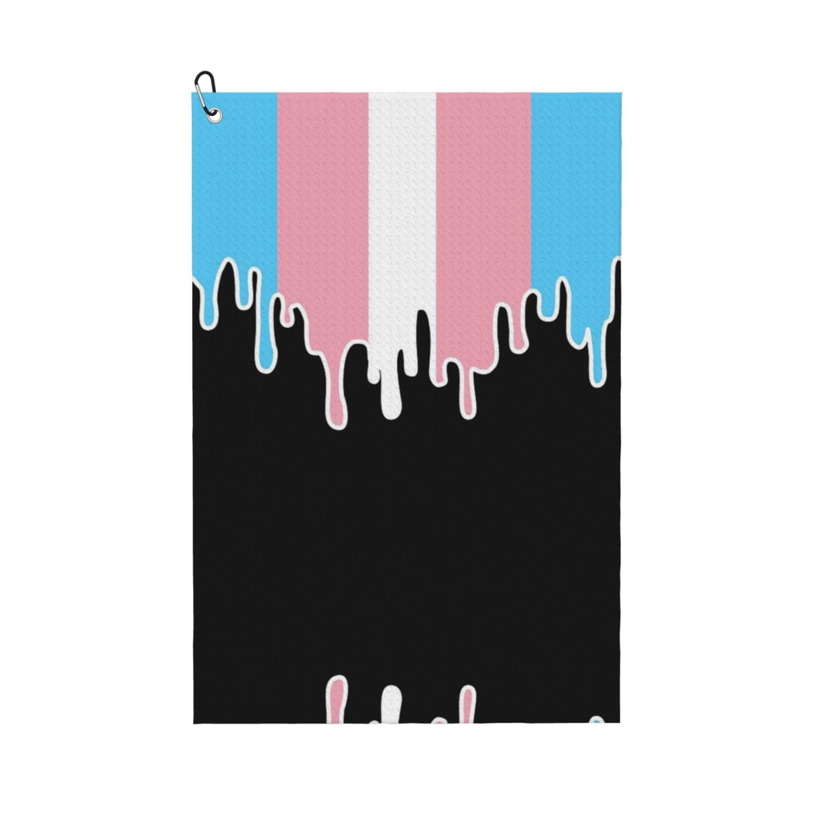 peiyeety Trans Proud Color Melting Flag LGBT Microfiber Golf Towel with Carabiner Clip, 16x24 Inch Absorbent Waffle Weave Towel for Golf Bags