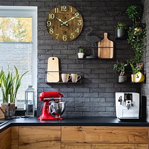 DIYZON Luminous Wall Clock, Silent Non-Ticking 12'' Night Light Wall Clocks Battery Operated, Country Style Wooden Illuminated Wall Clock Decorative for Kitchen, Home, Bedrooms - Image 6