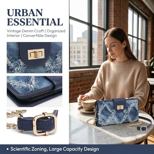 Image of Classic Crossbody Bag for Women, Small Chain Strap Wallet Purse with Phone Compartment & Card Slots