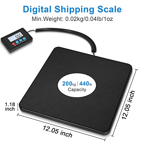 Fuzion Digital Shipping Scale, 440Lbs X 1Oz High Accuracy Postal Scale, Hold/Tare Function, Manual/Auto Off Lcd Display, Lightweight Scale For Packages/Luggage/Home, Battery & Ac Adapter Included #TOP1