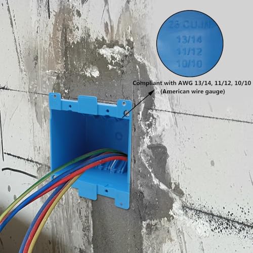 Image of 2 Gang Old Work Electrical Box,25 cu in,Blue,Pack of 12,ETL Listed | 4-1 /5-in Length by 4-in Width by 2-3 /4-in Depth; Old Work Electric Box; PVC Old Work Outlet Box for Constructions(Pack of 12)