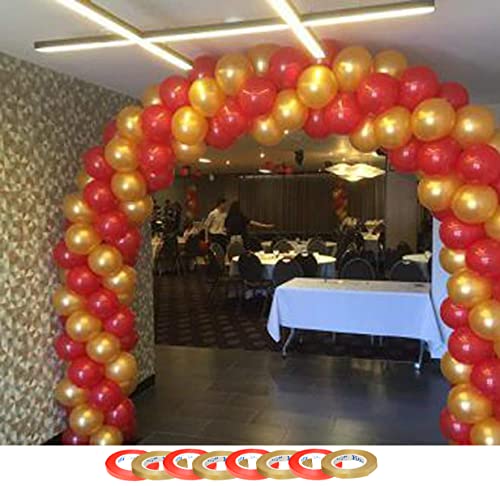Image of AMFIN (Pack of 200) 10 inch Metallic Balloons Golden and Red for Birthday Decoration, Decoration for Weddings, Engagement, Baby Shower, Anniversary Party, Theme - Golden & Red