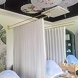 Sichtschutz, halbdurchsichtiger Vorhang-Raumteiler, lichtdurchlässige Trennwand für Schönheitssalons, U-förmige Lange Stützstange, 2er-Pack, für Massagesalons, Hochzeitskleiderladen (Farbe: 2 PC-GOL