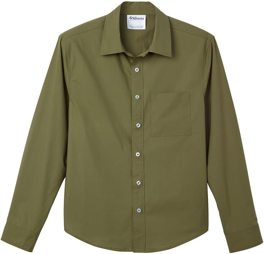 Silverts Men's Adaptive Magnetic Button Dress Shirt, Assisted Dressing Top | For elderly, nursing home & rehab wear, no-button design, wheelchair friendly