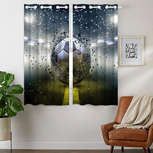 YISUMEI - Gardinen Blcikdicht - Fußball Fragment - 160 x 110 cm 2er Set...