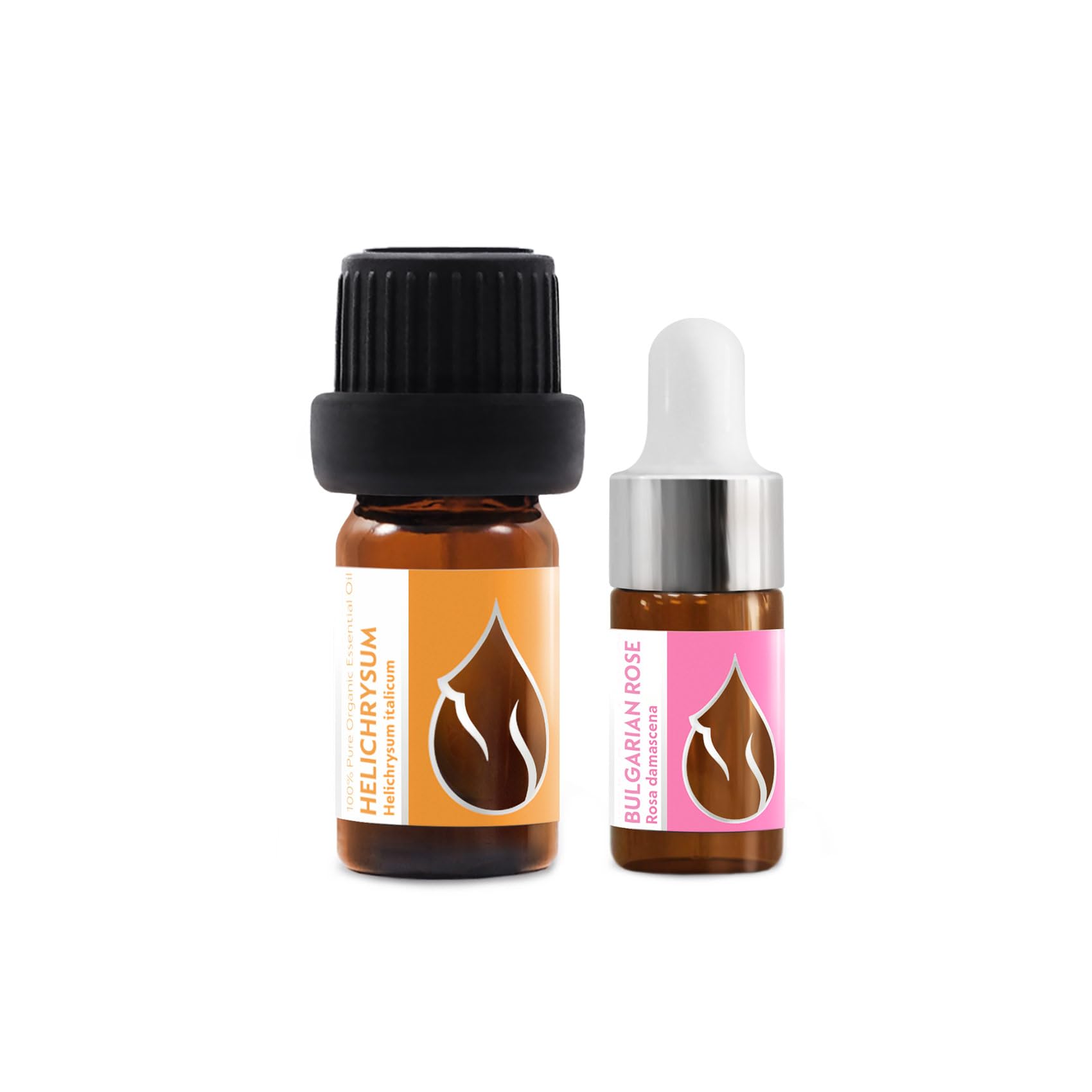 2er Set Luxus Bio-Ätherische Öle | Helichrysum (5 ml), Rose (3 ml) | 100 % rein und natürlich | Unverdünnt | Therapeutische Qualität | Familienbetrieb | Wasserdampfdestilliert | 2 Stück