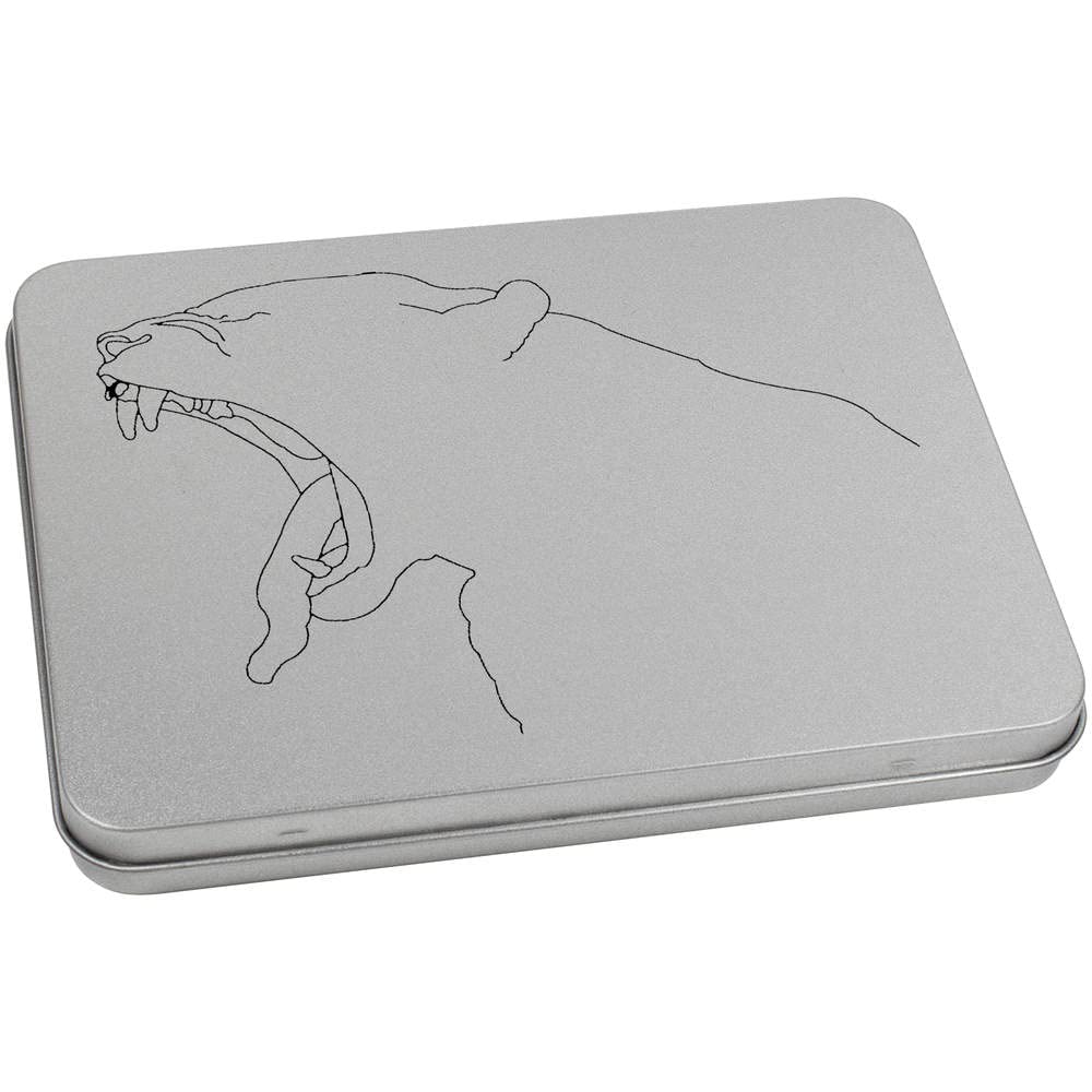 Azeeda 170mm 'Roaring Jaguar' Metal Hinged Tin/Storage Box (TT00172824)