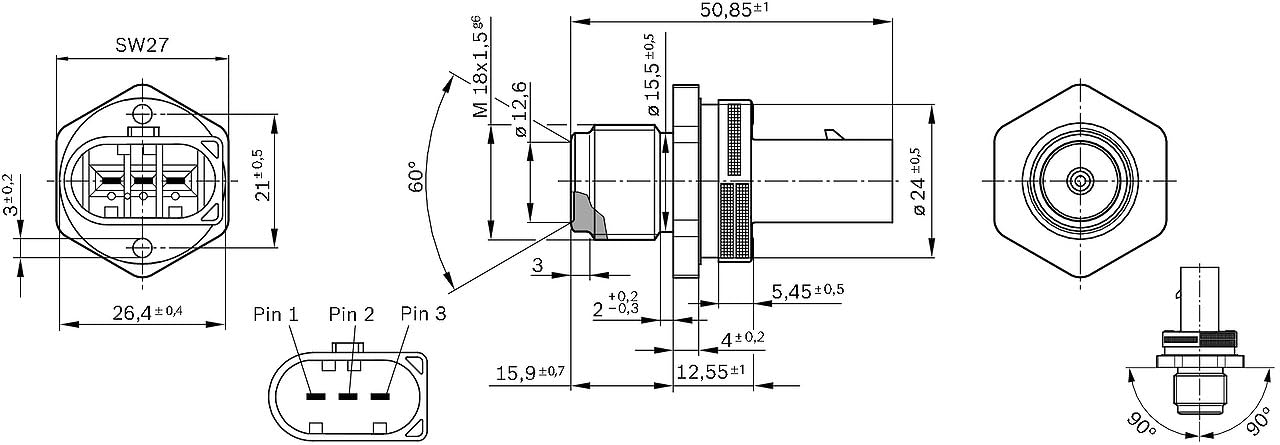 BOSCH Sensor, Kraftstoffdruck 0281002842