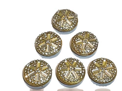 Rectangular Stone Button Akshar Pack of 6 Silver Rectangle Stone Golden Buttons : Amazon.in ...