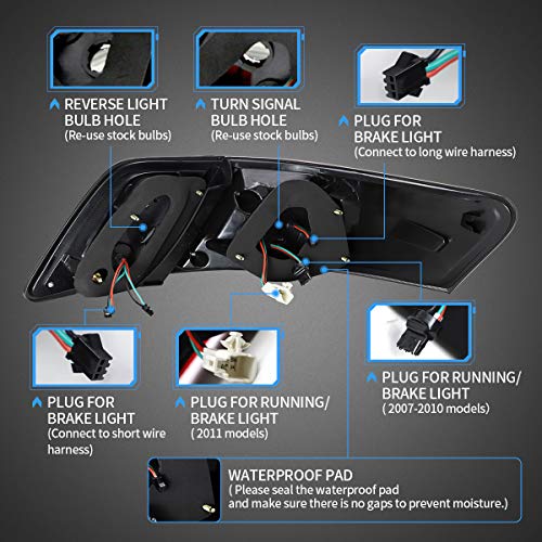 Vland Led Tail Lights Compatible With Toyota Camry 2007-2011 With 3D Light Bar, Not Fit Le Models And Hybrid (Factory Led Rear Light) Smoke #TOP2