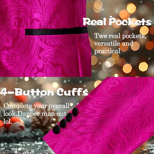 Image of Barry. Wang Men's Sport Coats & Blazers Flower Suit Jacket 1 Button Paisley Tuxedo Mardi Gras Carnival Parade Gift
