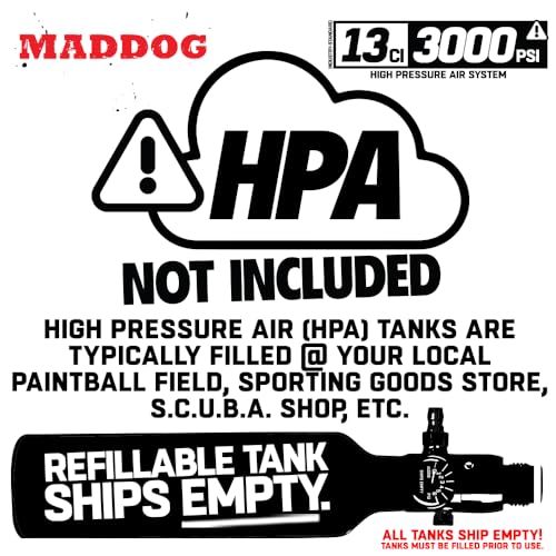 Image of Maddog Aluminum Compressed Air HPA Paintball Tank with Regulator - Airgun Airsoft PCP - Fresh Hydro Date - Ships Empty - Single - Refillable