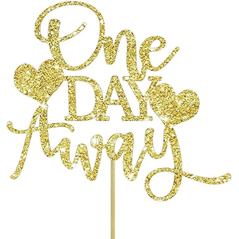 Geloar One Day Away Rehearsal Dinner Cake Topper, Gold One Day Away Party Supplies Cake Topper for Rehearsal Dinner Wedding Cake Decorations (Gold) Cover