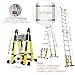 18FT A Frame Telescoping Ladder w. Balance Bars/Wheels/Tools Bar, Aluminum Extension Ladder Collapsible to 39