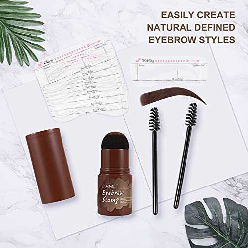 Lavan Eyebrow Stamp Stencil Kit, Long Lasting Waterproof Eyebrow Stamp Makeup Tools With 10 Reusable Eyebrow Stencils, 2 Eyebrow Pen Brushes-2, Dark Brown, 13 Piece Set #TOP6
