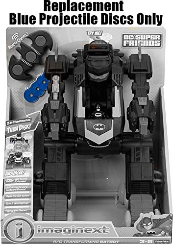 Imaginext Replacement Parts Superhero Toys Series Dc Super Friends Rc Transforming Batbot | Bft56 ~ Replacement Parts Bag - Contents: 4 Blue Projectile Discs #TOP2