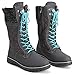 POLAR Womens Faux Fur Warm Thermal Waterproof Outdoor Walking Snow Winter Rubber Sole Calf Boots - Grey/Blue - EU39/US8 - YC0607