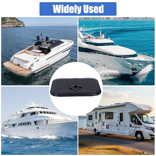 Tissting Kunststoff Inspektionsluke Schwarz 375x270mm/14,75x10,6 Zoll - Marine Boot Deckluke Mit 180° Scharnierdeckel Und Versenkten Griffen Für Einfache Montage Und Regensicherheit