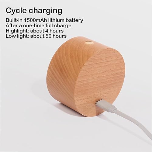 Vista 7 de LANDGOO Lámpara de noche de pared con pilas, luz de pared magnética de madera regulable, ángulo ajustable de 360°, lámpara inalámbrica recargable