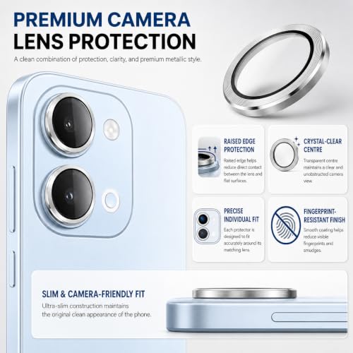 Image of ArmourPro Camera Lens Protector for Vivo T5 Lite (6.74 Inches) Tough HD Individual Aluminum Alloy Rings 9H Camera Cover, Scratch-Resistant,Camera Lens Protection| Silver, 1 Pack