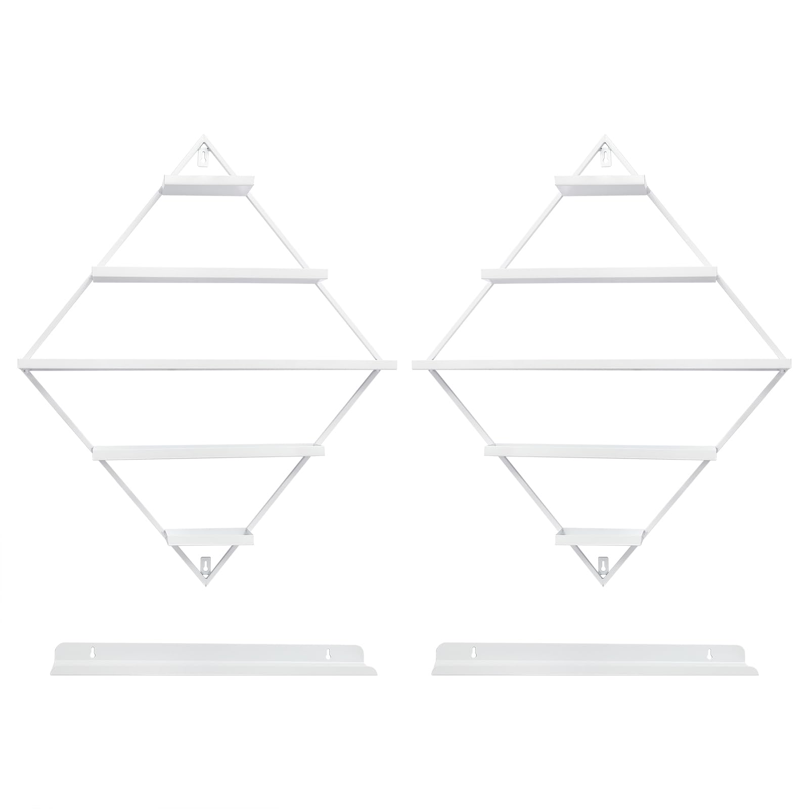 Scaffale per smalti in metallo a forma di diamante, organizzatore per smalto per unghie, oli essenziali, rossetto (bianco)
