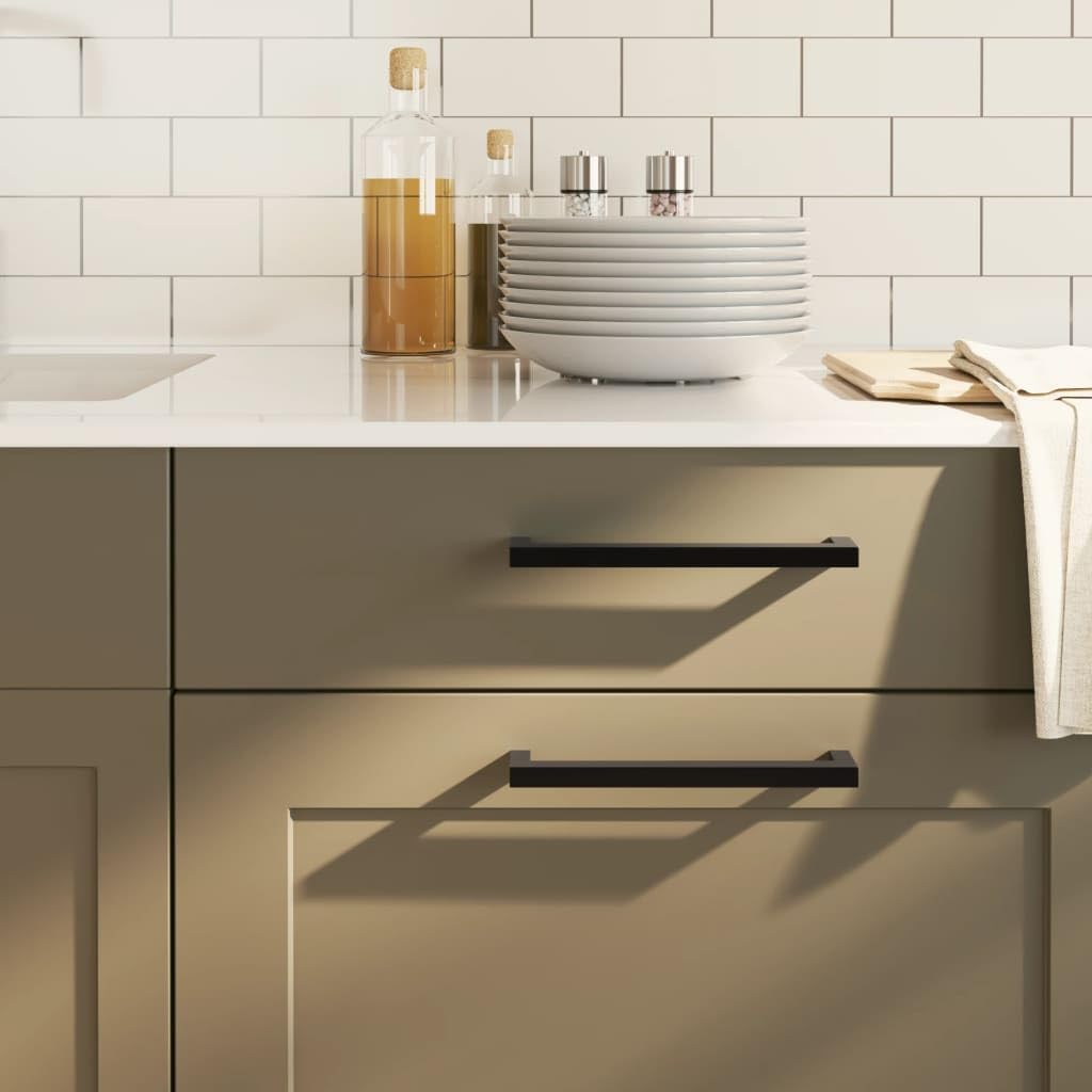 Möbelgriffe Schwarz Edelstahl 10 Stk 192 mm Lochabstand für Schrank Schublade Tür Küche Kommode mit zuschneidbaren Schrauben für Wohnzimmer Büro nachttisch und Sideboard