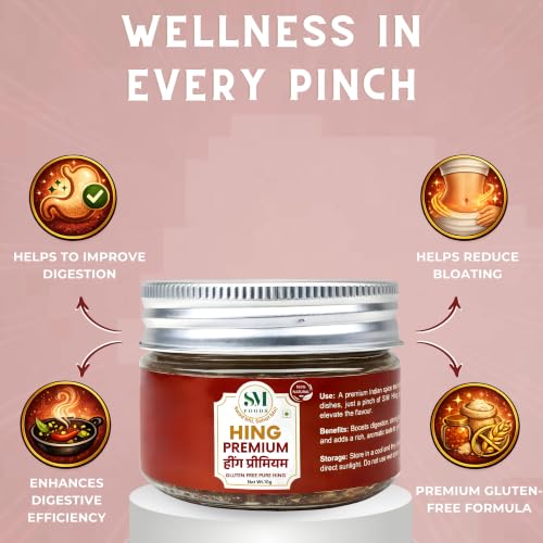 Image of SM FOODS Premium Pure Nukra Hing 10g (Pack of 5) | No Atta No Maida | Imported Premium Pure Heeng | Strong & Kadak Aroma | Gluten Free | Uncompounded | For Cooking & Digestion