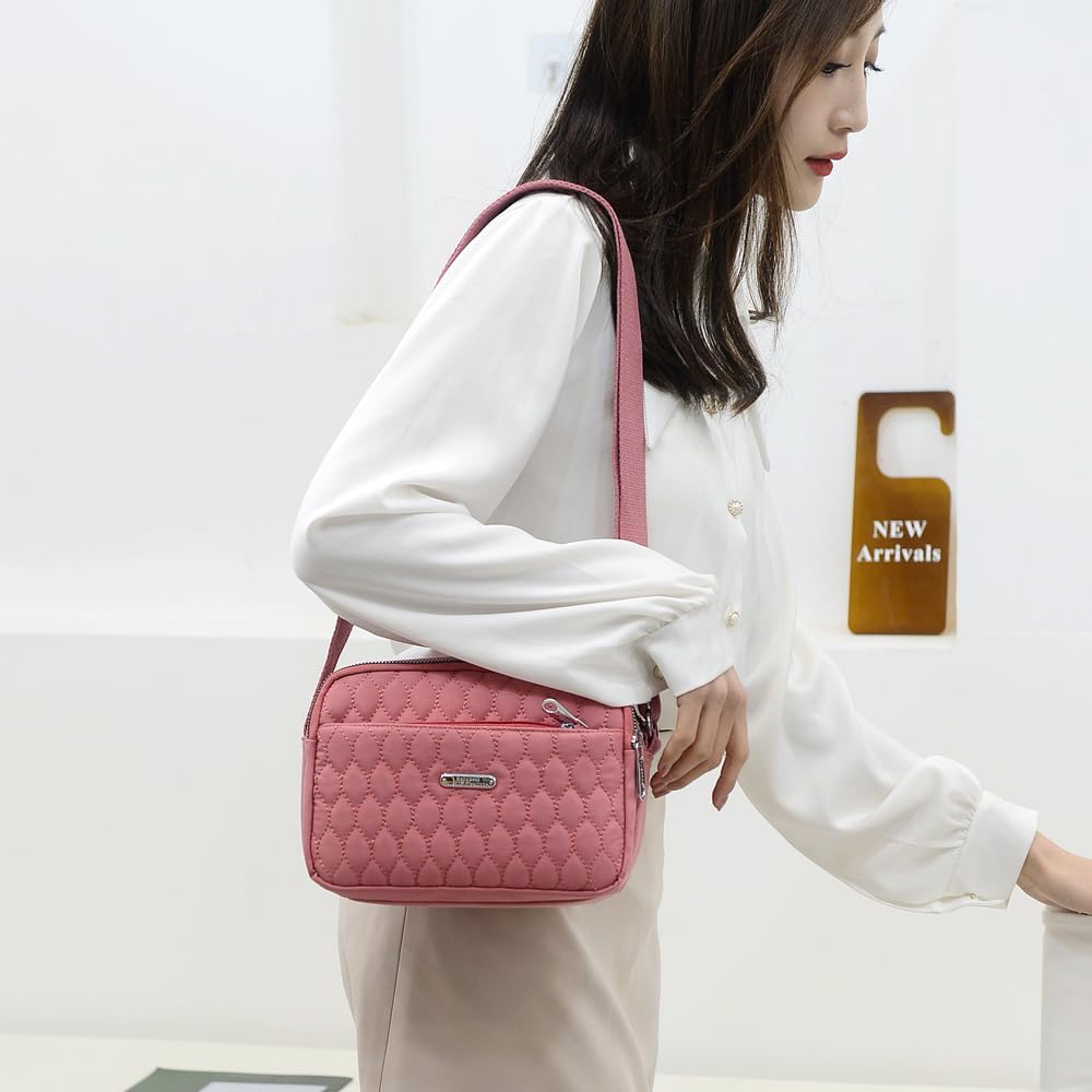 Small Crossbody Bags Quilted Purse Mini Light Nylon Cell Phone Cross Body Wallet for Women Ladies - Image 3