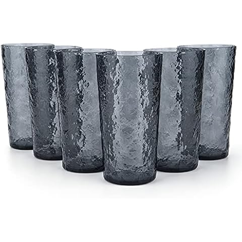 18-ounce Acrylic Highball Glasses Plastic Tumbler, set of 6 Smoke Gray Cover