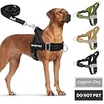 SlowTon No Pull Dog Harness and Leash Set for Large Medium Dogs, Soft Padded Adjustable Dog Vest, Reflective Tactical Military Dog Harness 5.9 Ft Dog Leash Anti-Twist Pet Lead (Black,L)