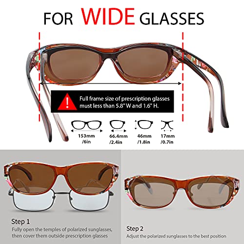 Image of The Fresh High Definition Polarized Wrap Around Shield Sunglasses for Glasses - Leather Eyeglasses Case