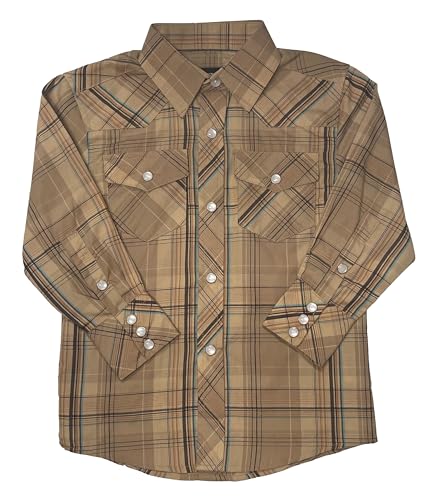 Image of Gioberti Boys Casual Western Plaid Long Sleeve Pearl Snaps Shirt