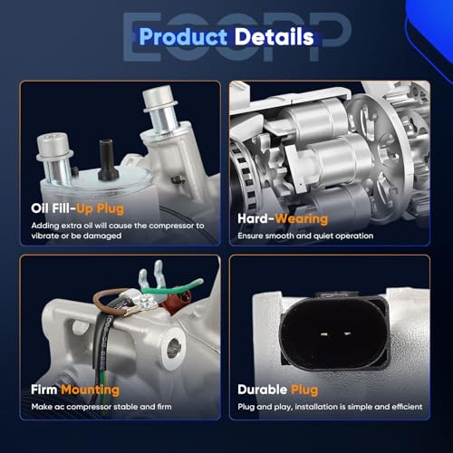 Image of ECCPP AC Compressor for Volkswagen for Golf for Jetta 1.4L 2.0L 2018-2023 | for Audi for S3 2.0L 2022-2024 AC Compressor with Clutch Rapid Cooling