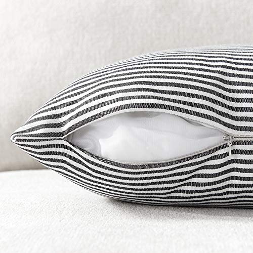 Foindtower Pack Of 2 Lumbar Farmhouse Decorative Stripe Throw Pillow Covers Classic Pillow Cases Rustic Retro Home Decor For Couch Bedding Chair 12 X 20 Inch Black And White #TOP3