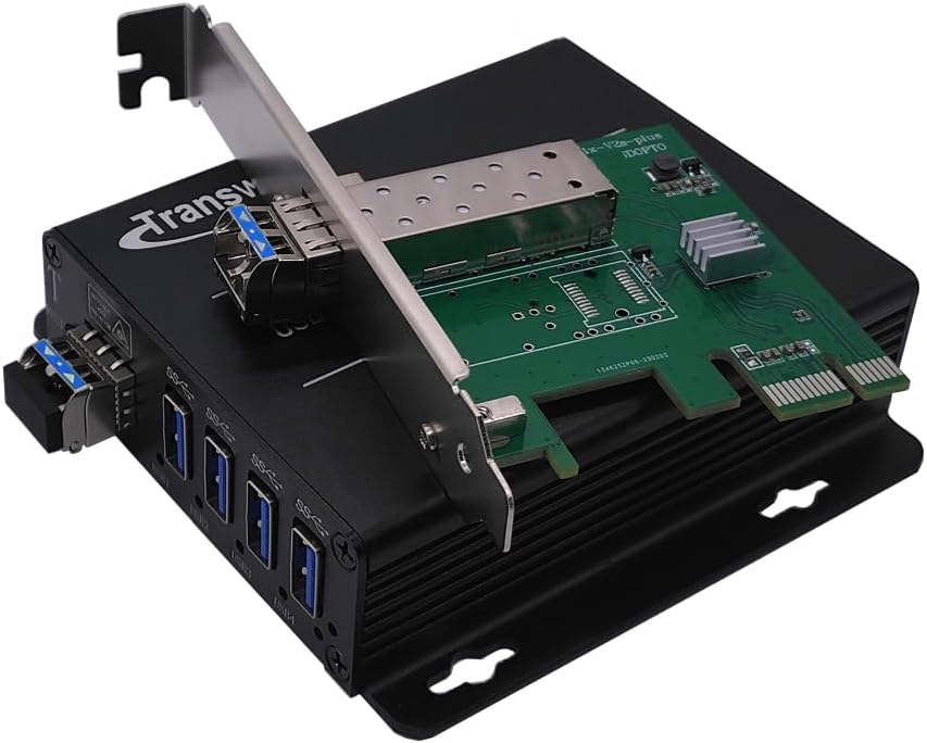 PCI-E Card to 4 Port USB 3.0 Hub Fiber Optic Extender over Max 250 Meters (820FT) 2 Cores Single-mode Fiber w/ 10Gbps SFP, Super Speed up to 5 Gbps, Support Kinect devices etc
