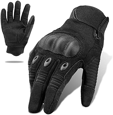 TFROCO Tactical Paintball Gloves, Full Finger Touchscreen Airsoft Gloves Men, Motorcycle Dirtbike Training Gloves for Outdoor Sport Black Medium