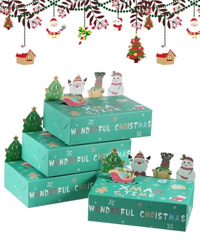 TsunNee 30 caixas de presente de festa de Natal, caixas de papel de Natal para doces e bolachas, decoração de embalagem de presente inovador para festa de Natal, calendário de advento DIY